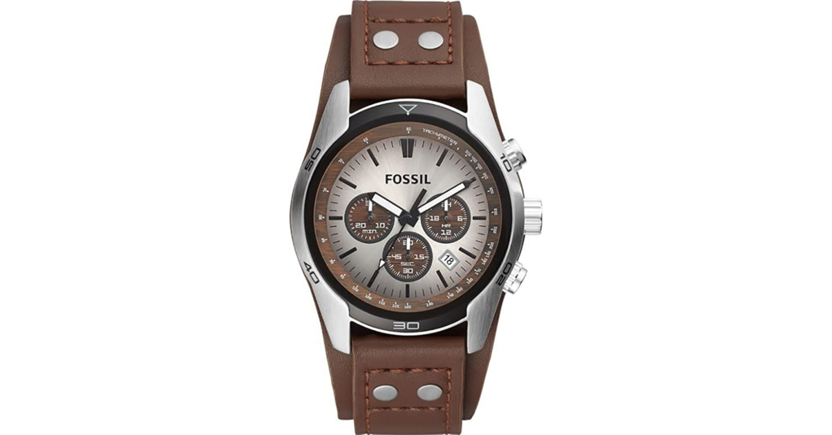 Montre Fossil Homme Coachman Chronographe en cuir brun clair